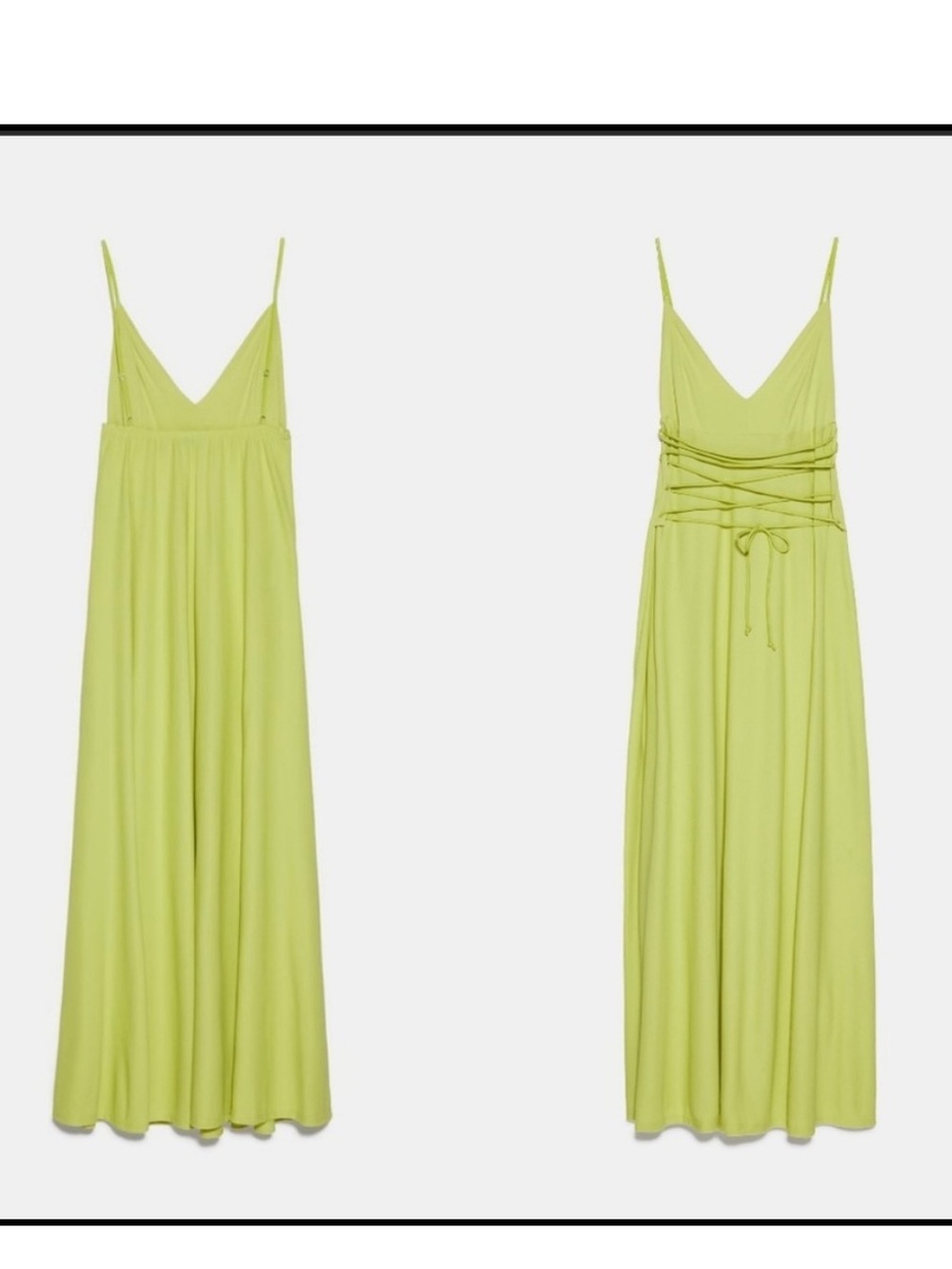 NWOT Zara corset lime green yellow maxi dress reversible resort dress size M